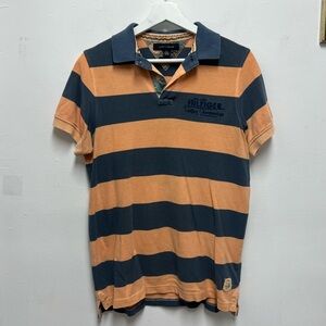 Tommy Hilfiger Men's Polo with Orange and Blue Stripes